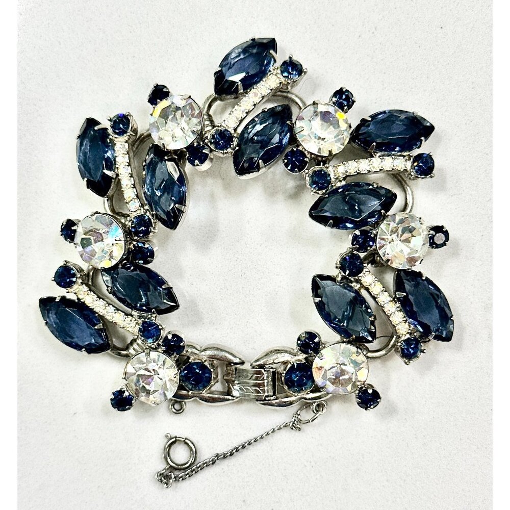 1960s Juliana D&E Blue AB Crystal Rhinestone Bracelet